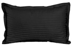 Kuber Industries 2 Pieces Cotton Luxurious Satin Striped Pillow Cover Set-17"x27" (Black) - CTKTC40333, 200 TC
