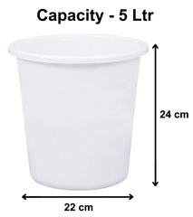 Kuber Industries Plastic Garbage Waste Dustbin/Recycling Bin for Home, Office, Factory, 5 Liters (White)-KUBMART11741