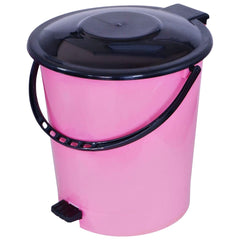 Heart Home Plastic Pedal Dustbin/Wastebin With Handle, 10 Liter (Pink & Black)-47HH0985