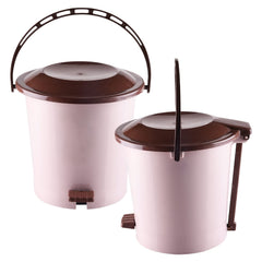Heart Home Pedal Dustbin|Plastic Pedal Dustbin|Kitchen Waste Paper Bin|Dustbin For Bedroom|5 Liter Dustbin|Pack of 3 (Peach)
