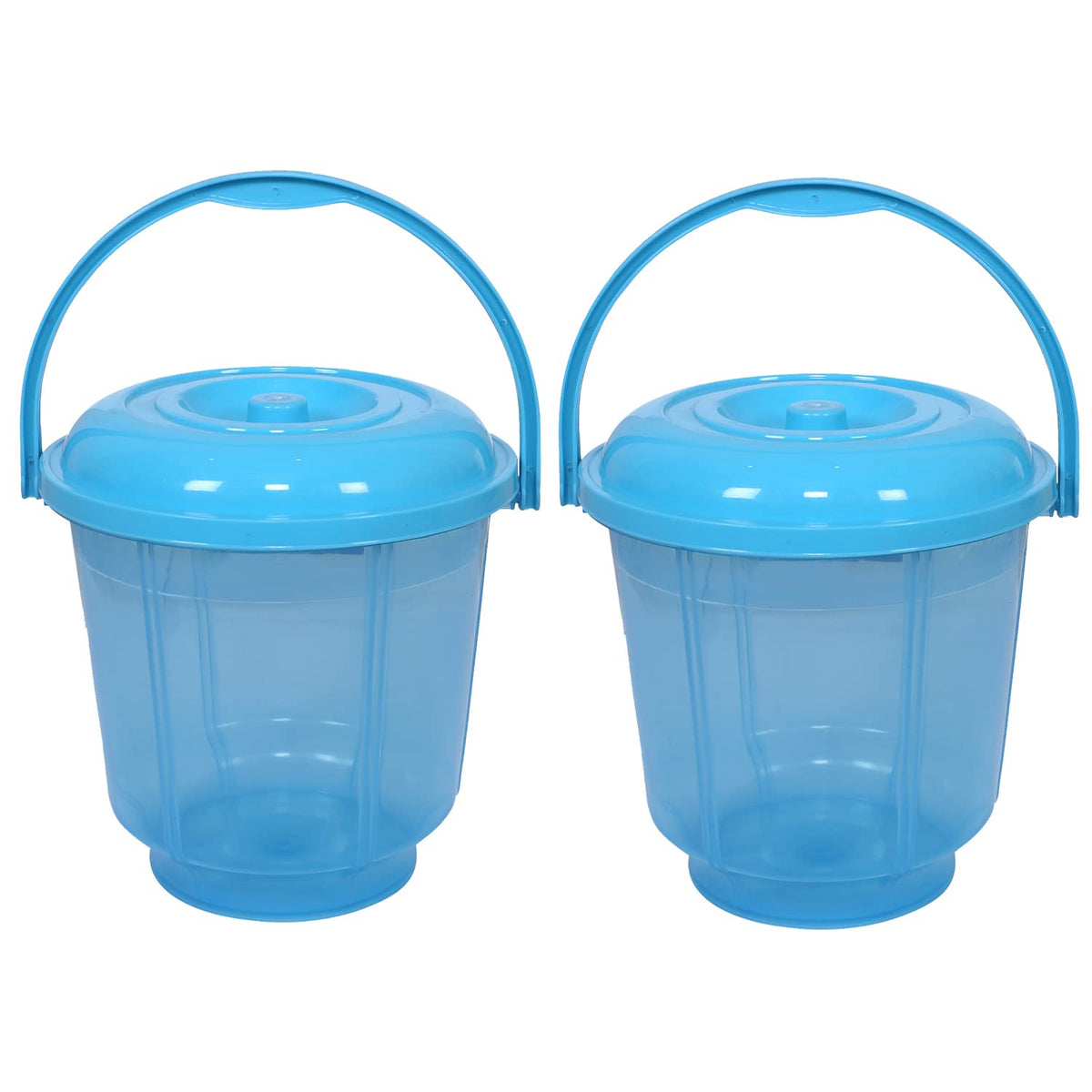 Kuber Industries Colorful Homeware Bucket| Plastic Bucket|Transparent Bucket with Lid & Handle for Bathroom,Home Use,13 litre,Pack of 2 (Sky Blue)