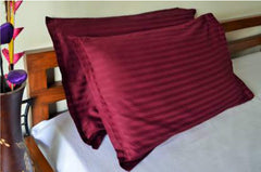 Kuber Industries Cotton Luxurious Striped 2 Pieces Pillow Cover 25"x17" (Maroon), CTKTC13941, Standard (CTKTC013941)