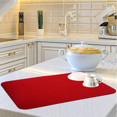 Heart Home Microfiber Reversible Dish Drying Mat with Absorbent Parity for Kitchen 27"x 19",Pack of 2 (Red)