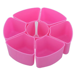 Kuber Industries Airtight Plastic Masala (Spice) Box/Dabba/Spice Organiser with Lid & 7 Containers (Pink & White)-KUBMART15535, standard