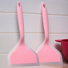 Heart Home Turner | Silicone Wide Spatula Turner | Spatulas Turner for Nonstick Cookware | Omelette Turner for Cooking | Kitchen Turners | New Big Spatula | Pack of 2 | Pink