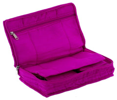 Kuber Industries Cotton Jewellery Kit with 2 Large and 4 Small Pockets with 2 Extra Pocket, Pink