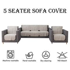 Heart Home Sofa Cover | Cotton Net Plain Tulip Design Sofa Cover | 5-Seater Sofa Cover for Home Décor | Sofa cover Set for Living room | Cream