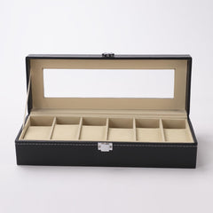 Kuber Industries 6 Slots Watch Organizer|Watch Storage Box For Men & Women|Secure Closer|Wrist Watch Display BoxBlack|