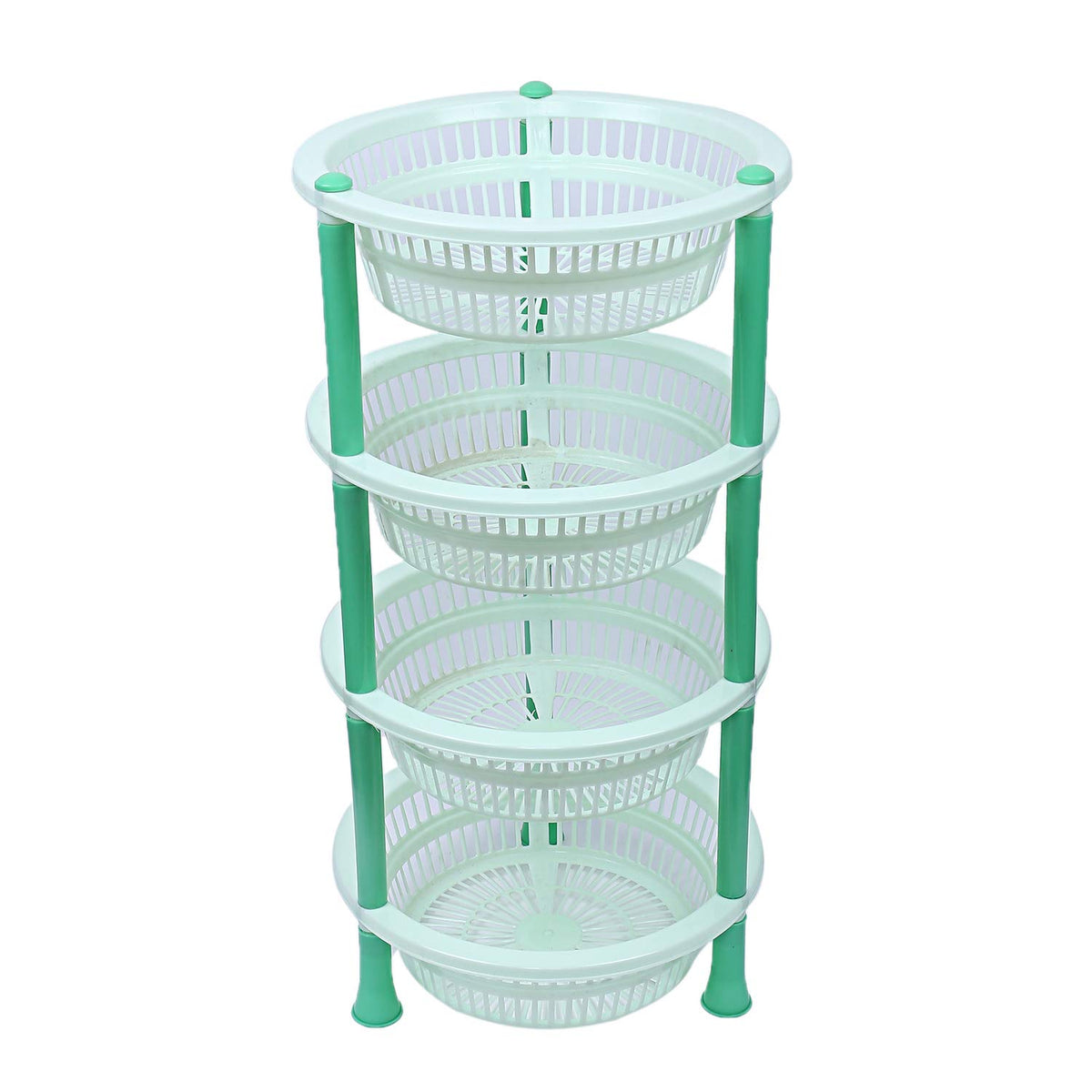 Kuber industries Plastic 4 Layer Multi-Purpose Kitchen Storage Basket Rack (Green)-CTKTC25210