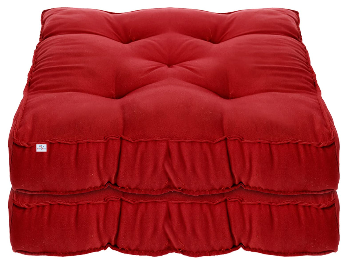 Heart Home Microfiber Square Chair Pad/Cushion for Office, Home or Car Sitting, Pack of 2 (Maroon)