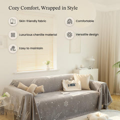 Homestic Decorative Chenille Sofa Throw for Indoor & Outdoor 70x70 Inches (Grey)