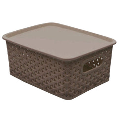 Heart Home Plastic Big Size Multipurpose Solitaire Storage Basket with Lid (Multi) - CTHH21594