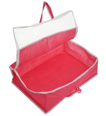 Heart Home Multiuses Non-Woven Clothes Storage Bag/Wardrobe Organizer/Saree Cover With Top Tranasparent Window (Pink)
