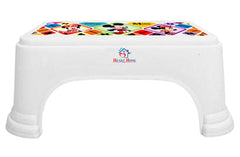 Heart Home Disney Mickey Minnie Print Square Plastic Bathroom Stool, Adults Simple Style Stool Anti-Slip with Strong Bearing Stool for Home, Office, Kindergarten (Whte) -HS_35_HEARTHS17718