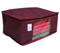 Kuber Industries Non Woven Saree Covers With Zip|Saree Covers For Storage|Saree Packing Covers For Wedding|Pack Of 12 (Maroon)