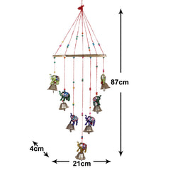 Kuber Industries Handcrafted Rajasthani Traditional Windchimes|Wooden Wall Hanging Toran,Latkan for Home Décor (Multicolor)