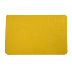 Kuber Industries Checkered Design PVC 6 Pieces Dining Table Placemat Set (Yellow) - CTKTC029807