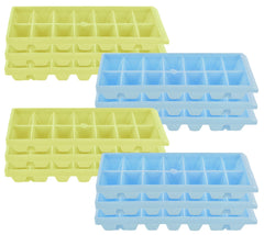Heart Home Plastic Ice Cube Tray Set with 14 Section- Pack of 12 (Green & Blue)-HS43HEARTH25813
