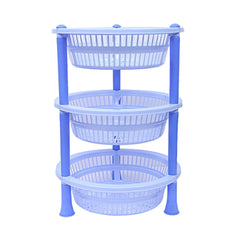 Kuber industries Plastic 2 Pieces 3 Layer Multi-Purpose Kitchen Storage Basket Rack (Blue)-CTKTC25189