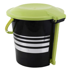 Kuber Industries Pedal Dustbin|Plastic Pedal Dustbin|Kitchen Waste Paper Bin|Dustbin For Bedroom|Green Lid 5 Liter Dustbin (Black)