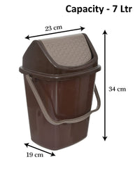 Kuber Industries Plastic Dustbin, Trashbin, Wastebin For Kitchen, Bathroom, Office Use With Swing Lid With Handle, 7 Liter- Pack of 2 (Yellow & Grey)-47KM0852