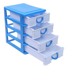 Heart Home Plastic Four Layer Drawer Storage Cabinet Box (Blue) - CTHH12619