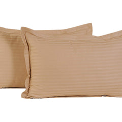 Kuber Industries 2 Pieces Cotton Luxurious Satin Striped Pillow Cover Set-17"x27" (Light Brown) - CTKTC040321, 200 TC
