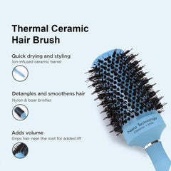 Homestic Hair Brush | Bristles Brush | Hair Brush with Paddle | Sharp Hair Brush for Woman | Suitable For All Hair Types | TGX525..-C19BLK | Ice Blue & Black
