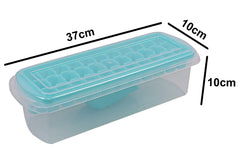 Fun Homes Plastic Ice Tray with Storage Box, Spoon and Transparent Cover Lid, Random Colors (32 Cubes), Pack of 2