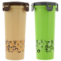 Kuber Industries Virgin Plastic klick Big Glass 2 Piece Tumbler/airtight Container Leakproof Storage with Lid 500ml (Multi)
