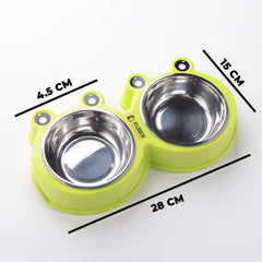 Kuber Industries Dog Food Bowl|Stainless Steel,PVC Material Dog Bowls|Non Slip,Durable,Sturdy,Non Toxic|Perfect Dog Accessories for Indoor & Outdoor Use|A1009G|Green