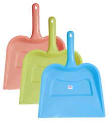 Heart Home Plastic Lightweight 12" Dustpan With Comfort Grip Handle for Easy Sweep Broom, Pack of 3 (Blue & Green & Pink)