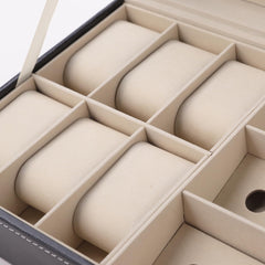 Kuber Industries 6 Slot Watch Storage Box With 3 Slot Glasses organizer|Black|
