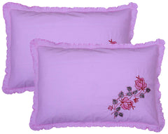 Kuber Industries Embroided Design 2 Piece Cotton Pillow Cover Set-17"x27" (Pink) Luxury Pillow Covers - CTKTC040281