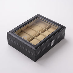 Kuber Industries 10 Slots Watch Organizer|Watch Storage Box For Men & Women|Secure Closer|Wrist Watch Display BoxBlack|