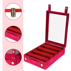 Kuber Industries 4 Rod Bangle Box|Wooden Jewelry Box|Wedding Vanity Box|Velvet Coated Wedding Bracelet Organizer for Women & Girls|Pack of 2 (Pink)