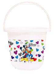 Kuber Industries Disney Team Mickey Print Unbreakable Virgin Plastic Strong Bathroom Bucket,16 LTR (Cream & White)-Pack of 2 -HS_35_KUBMARTS17419