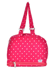 Heart Home Dot Printed Multiuses Hand Bag: Tote Bag: Travel Toiletry Bag for Women/Girls (Pink)-50HH01143