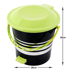 Kuber Industries Plastic Pedal Dustbin/Wastebin With Handle, 10 Liter (Black & Green)-47KM01001
