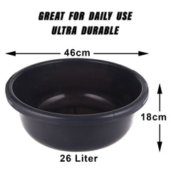 Kuber Industries Bath Tub|Versatile Plastic Utility Gaint Tub|Durable Deep Tub for Baby Bathing|Washing Clothes|Feeding Pan|26 Liter|Pack of 2 (Grey)