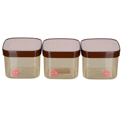 Heart Home Check Deisgn Lid Food Grade BPA Free Plastic Kitchen Container Set,1200ml, Set of 3 (White)