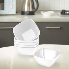 Kuber Industries Bowls|Plastic Serving Square Bowls|Katori for Kitchen|Microwave Safe Bowls for Rice|Soup|Pasta|250 ML|Pack of 12 (Multicolor)
