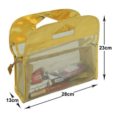 Heart Home Multiuses PVC laminated Travel Toilerty bag/Makeup Bag For Home &Traveling (Gold) 52HH4111