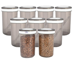 Heart Home Containers Set for Kitchen|BPA-Free Plastic 500 ML Storage Containers Set with Spoon for Kitchen|Pack of 9 (Gray)
