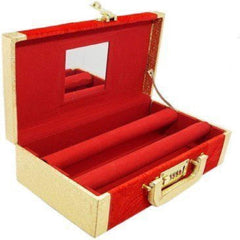 Kuber Industries Two Rod Bangle Box For Women|Storage Box with Lock System|Wooden Bangle Organizer (Maroon & Gold)
