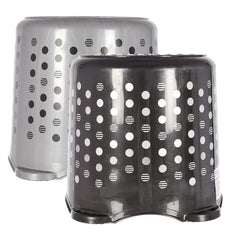 Kuber Industries Comfy Stool Dot Printed Anti-Slip Plastic Stool for Bathroom, Kitchen, Bedroom and Living Room- Pack of 2 (Black & Grey)-46KM0160, Standard