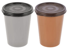 Heart Home Plastic Glass/Tumbler with Lid, 300ml- Set of 2 (Grey & Coffee)-HS43HEARTH25679