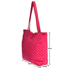 Heart Home Dot Printed Cotton Handbag for College, Travel, Grocery, Shopping, Book Bag, Lunch with Carrying Handle- Pack of 2 (Pink)-50HH01170