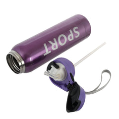 Heart Home Stainless Steel BPA Free Drinking Bottle, Hot & Cold Bottle, Ideal for Sports, Bike, Running, Hiking With Sipper & Push Button on Lid, 500ml (Pruple)-HS_38_HEARTH21735