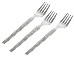 Kuber Industries Cutlery Stainless Steel Dinner Forks with Square Edge, Set of 12 (Silver)